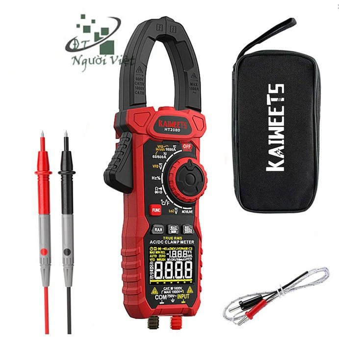Đồng hồ ampe kìm vạn năng kẹp dòng tự động kaiweets ht208d inrush clamp meter t-rms 6000 counts for ac/dc, ac/dc digital clamp meter for measuring ac/dc voltage, ac/dc current, ncv clamp multimeter