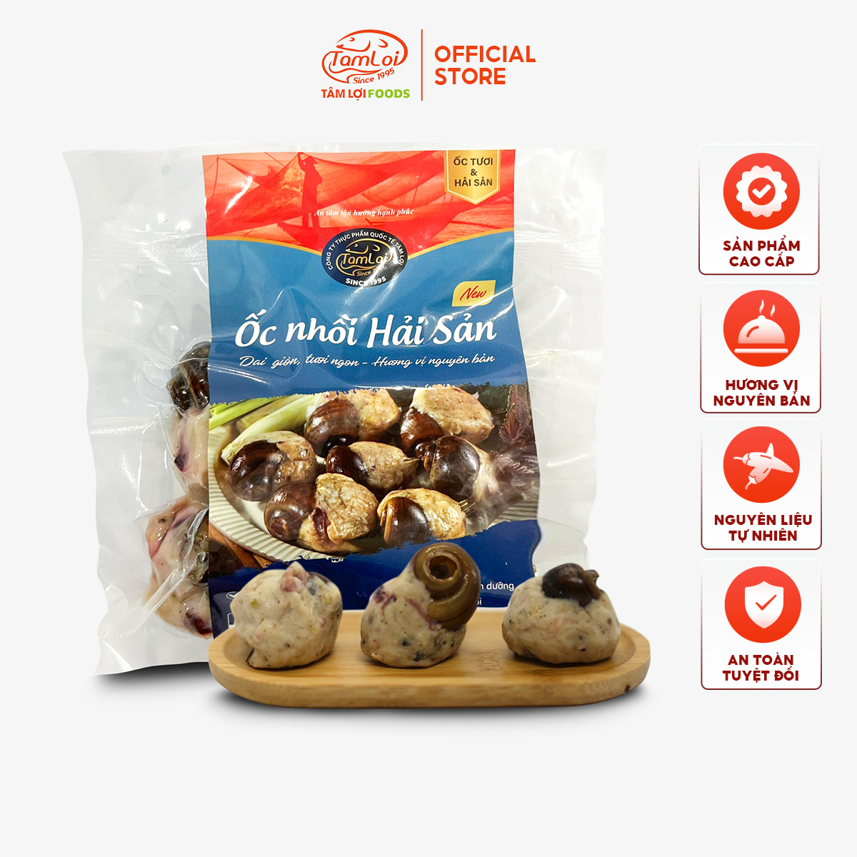 Viên thả lẩu - ốc nhồi hải sản tâm lợi, loại cao cấp - 200 gram - 500 gram