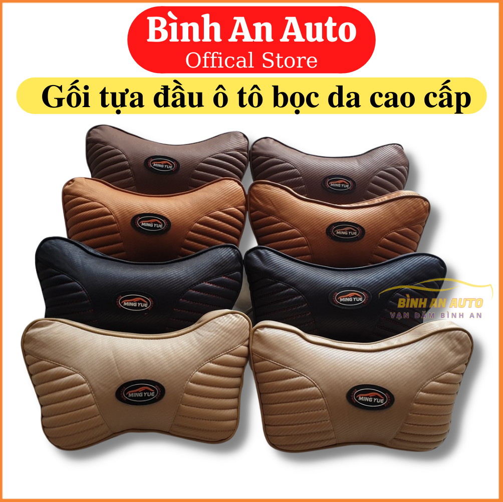 Gối tựa đầu ô tô cao cấp bằng da – Chống Đau Mỏi Cổ Khi Đi Xe - Bình An Auto