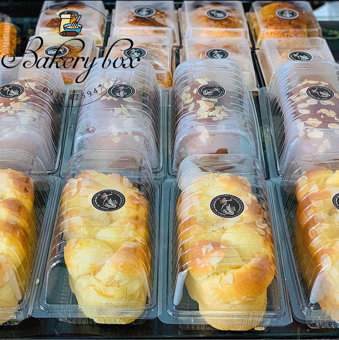 100 hộp h143 đựng bánh mì hoa cúc - sừng trâu - bơ tỏi