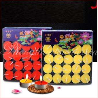 Đèn cầy TEALING sáp màu đỏ, vàng 100 nến/hộp 1 giờ (mini 2.5cm)