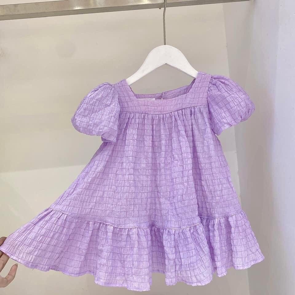 Đầm bé gái hml 12-45kg chất đũi sốp mêm mát tay phông 2 lớp, váy cho bé gái sai đại mã a24