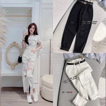 Quần bò baggy rách te tua nữ ống rộng ulzzang cạp cao quần jeans baggy rách cực hot👉ảnh thật cuối THỜITRANG1989