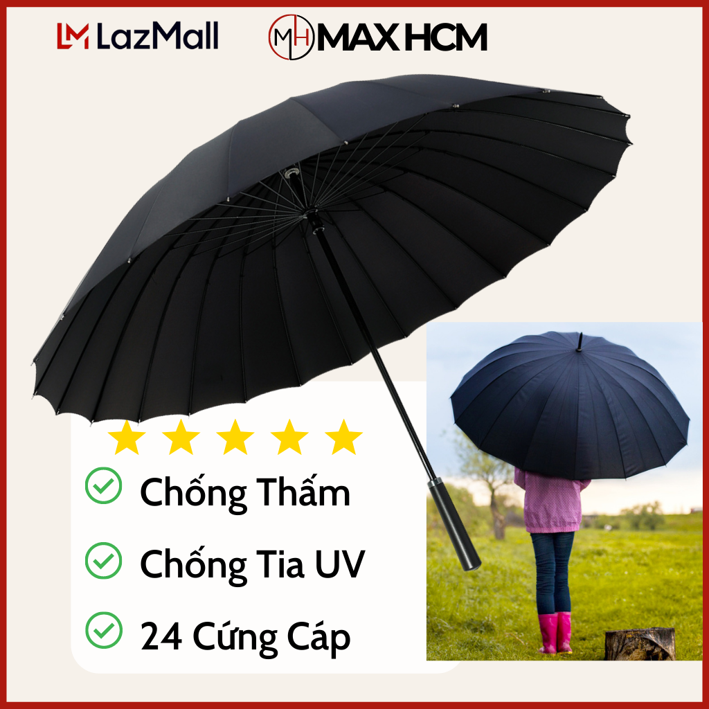 Ô Dù Siêu To Che Nắng Mưa Với 24 Nan Kép Cứng Cáp, Nhỏ Gọn, Ô che mưa cỡ lớn, Dù Siêu To Che Nắng Mưa, Chống Tia UV, Chống Thấm Cực Tốt - Giá Rẻ