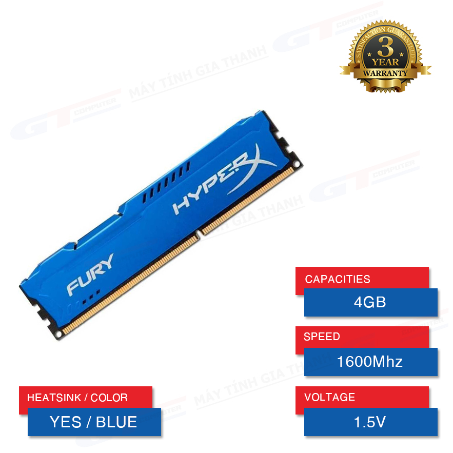 Ram ddr3 4gb 1600mhz kingston tản hyperx - new bảo hành 36 tháng