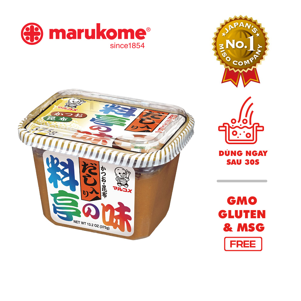 Hộp tương truyền thống Miso Dashi Nhật nấu canh miso Marukome 375g