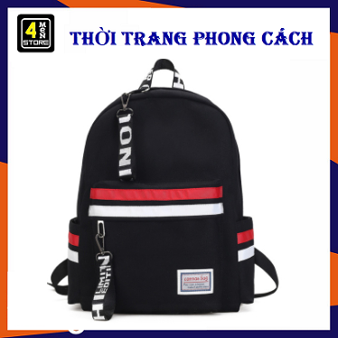 [HCM]⚡ Siêu Đẹp ⚡ Balo Thời Trang 2 Sọc Đỏ Trắng ( Size 30x38cm -Ảnh Thật )