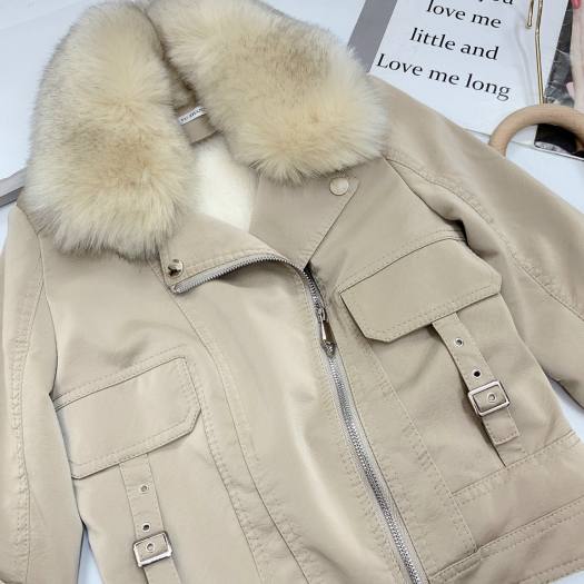 Áo da lót lông cổ lông tháo rời