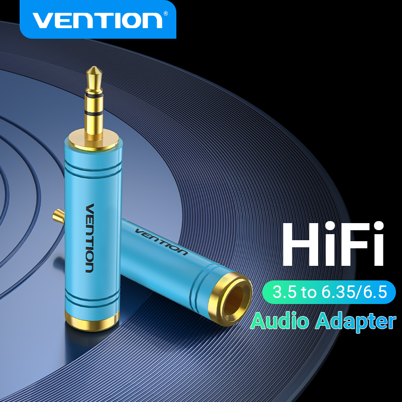 Vention Jack 3.5 to 6.5 Microphone Audio Plug for Amplifier Speaker AUX Cable 3.5 mm Jack to 6.35 mm Electric Guitar Adapter ราคา 64 บาท*ส่งฟรี