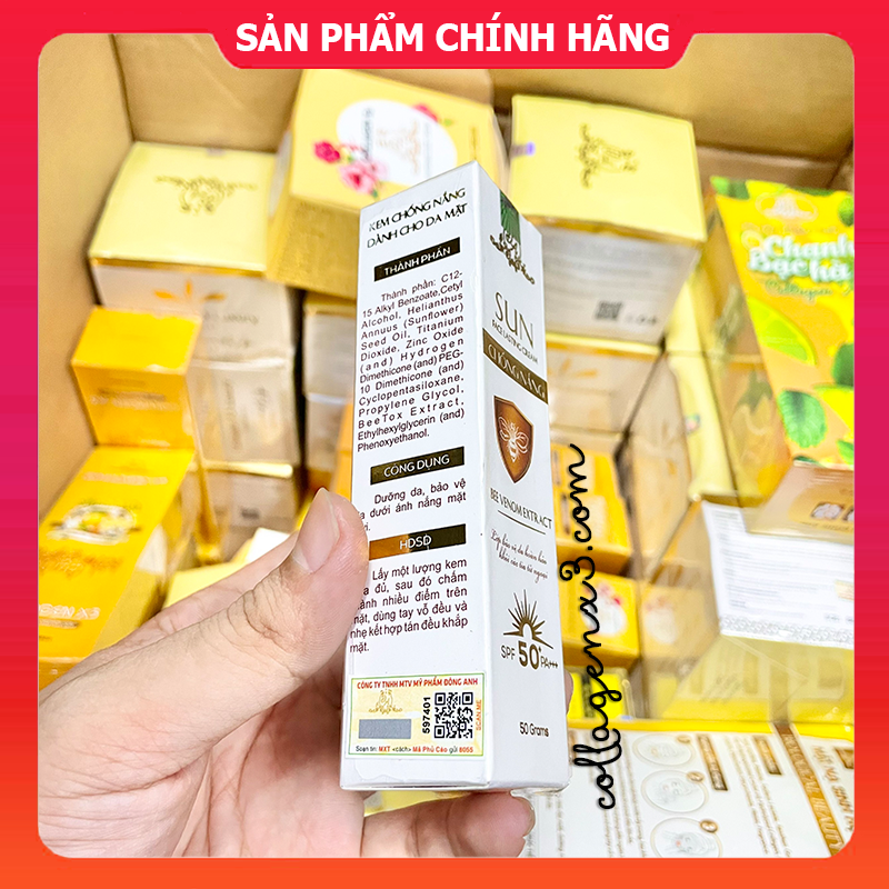 Kem chống nắng Collagen X3 Đông Anh 50gr- Kem chống nắng chiết xuất nọc ong collagen X3 Đông Anh chính hãng - Chống nắng nọc ong collagen X3