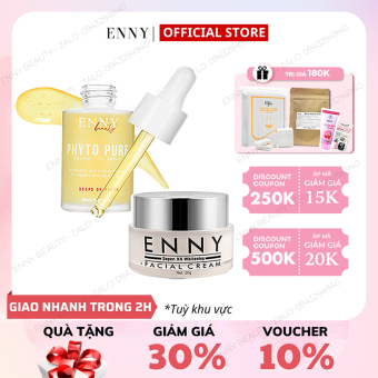 Combo Kem Dưỡng Trắng Da Mặt Face X4 40 Gram Và Serum DNA ENNY Phục Hồi Da Chuyên Sâu ENNY 30 Ml Chính Hãng - Tặng Kèm Bột Thảo Mộc Bông Tẩy Trang và Sữa Rữa Mặt ENNY