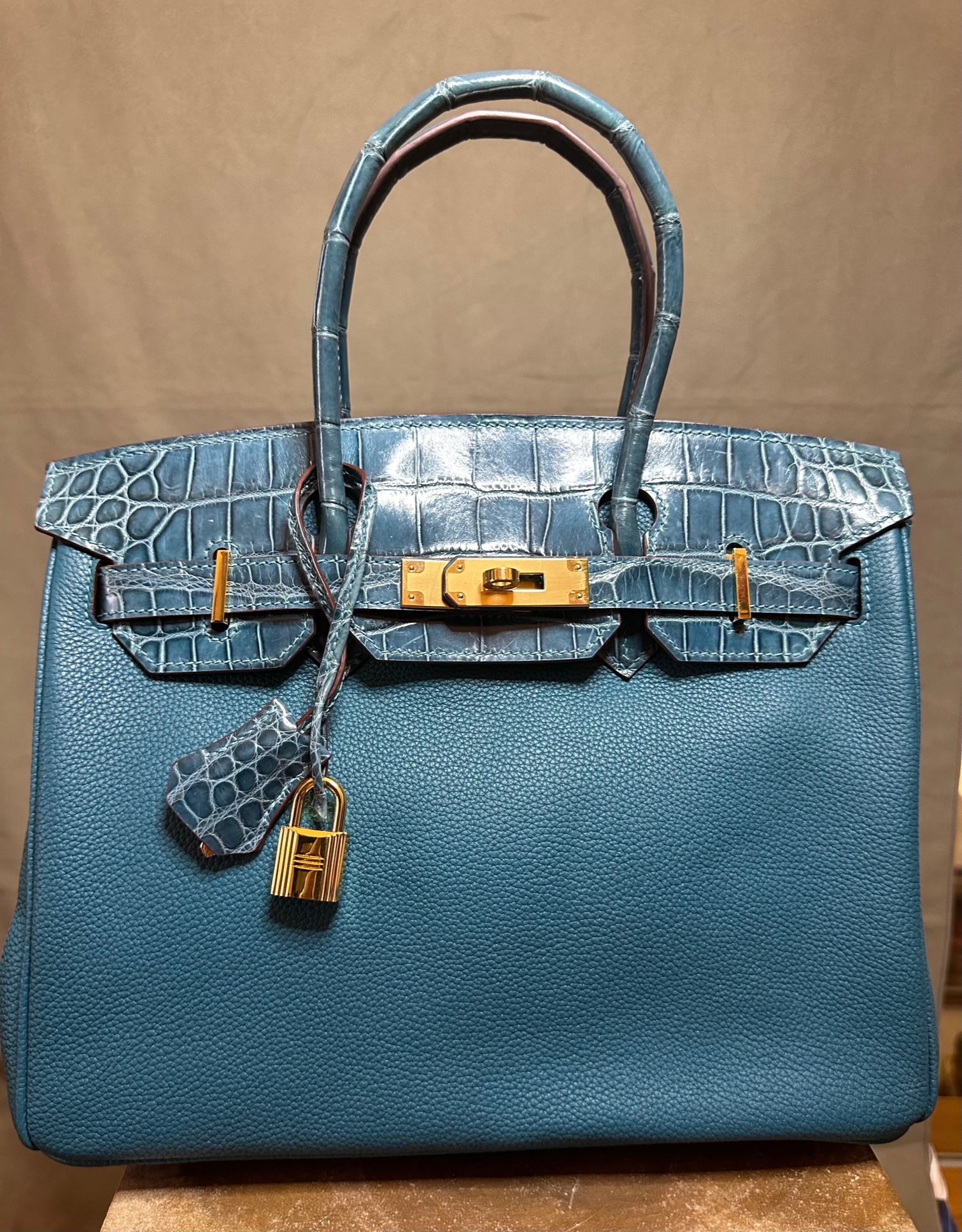 Brand New Hermes Birkin 25 Amber Porosus Crocodile Shiny GHW SOLD