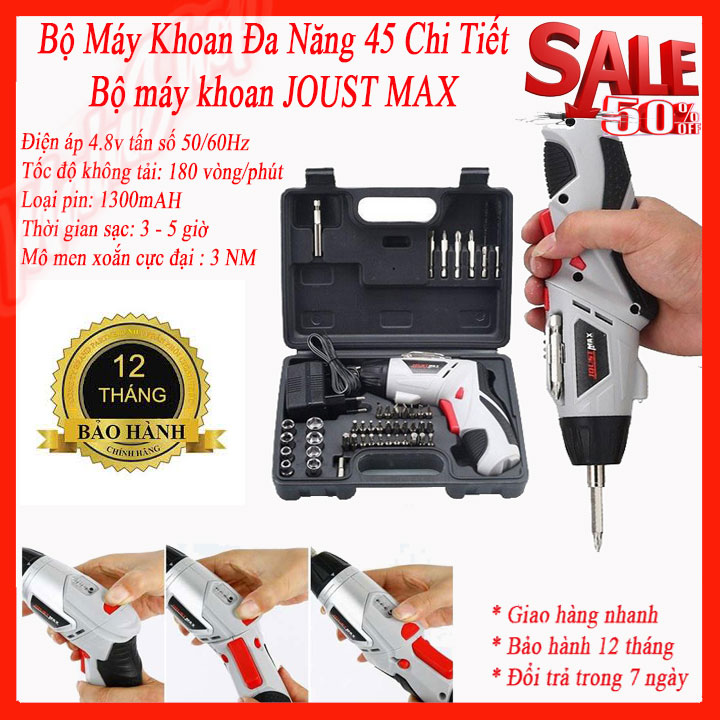 Bộ Máy Khoan và Vặn Vít Cầm Tay 45 Chi Tiết 4.8V còn được tích hợp cả đèn LED chiếu sáng- Máy khoan mini cầm tay.
