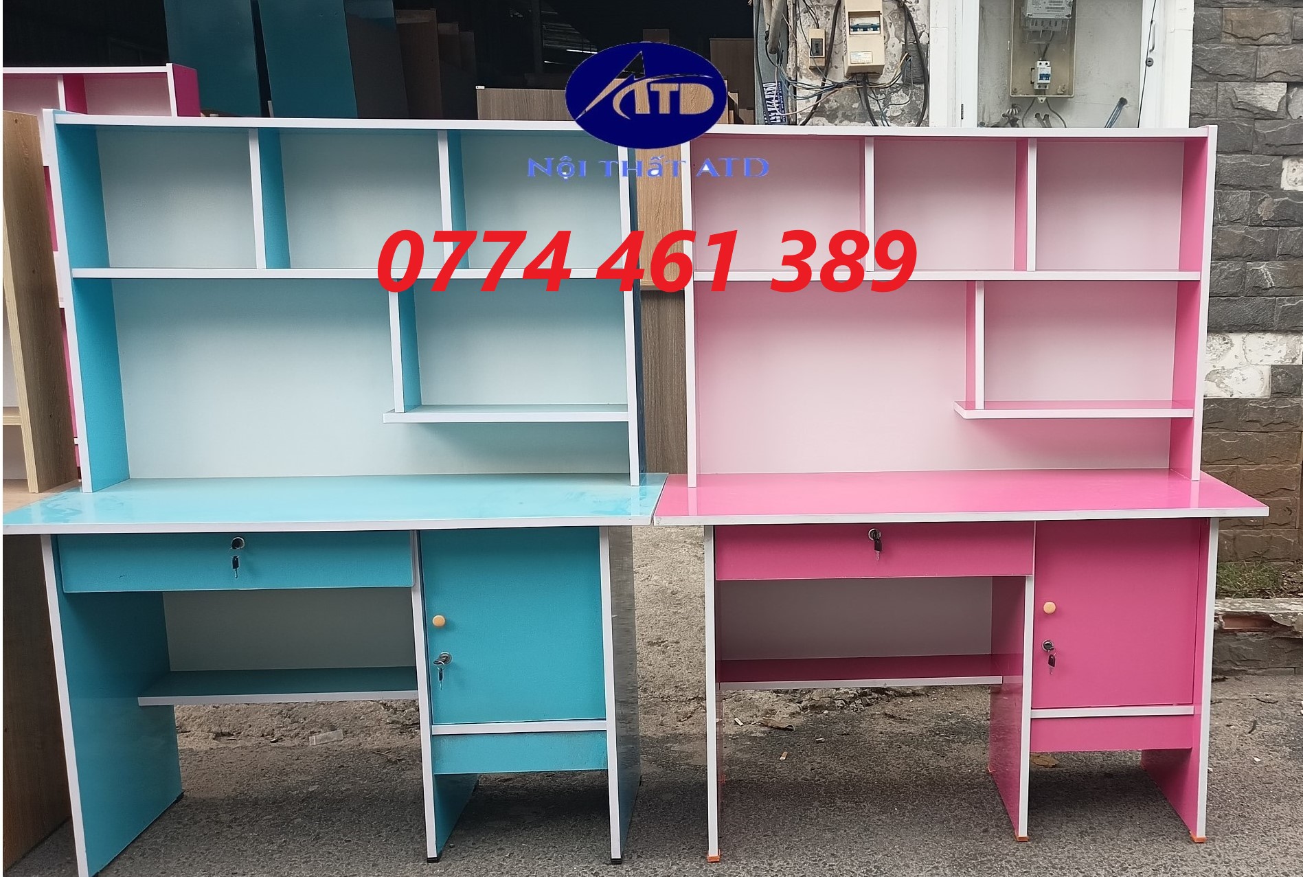 BÀN HỌC SINH GỖ CÓ KỆ SÁCH CHO HỌC SINH CẤP 1 CẤP 2-SHIP NHANH HCM BD