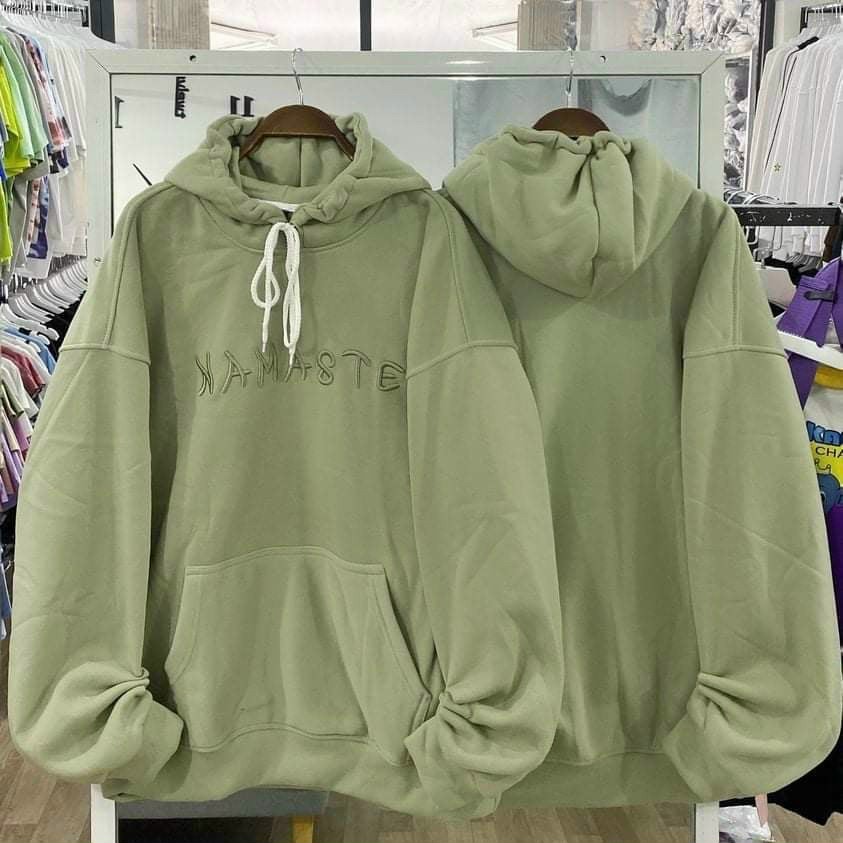 Áo hoodie tay phồng cánh dơi chống nắng tránh mưa chất thun nỉ thêu chữ NAMASTE siêu đẹpTTT TPN159