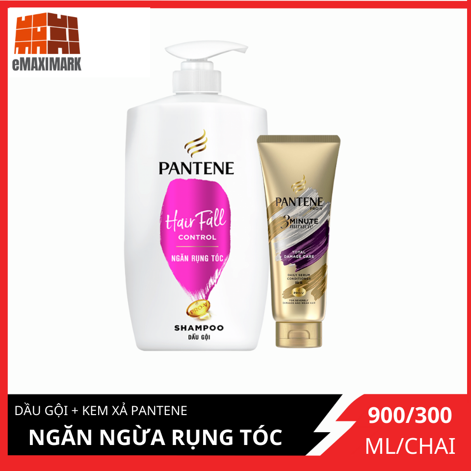 Dầu gội Pantene Ngăn rụng tóc 1200ml tặng kèm Kem xả 3 phút diệu kỳ 300ml