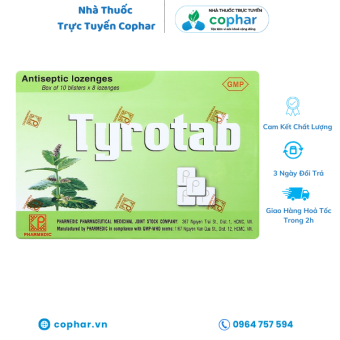 VIÊN NGẬM SÁT TRÙNG TYROTAB hộp 80 viên (10 VĨ ) - Ngậm ho
