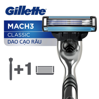 Dao cạo râu Gillette Mach 3 Classic lưỡi dao cạo thiết kế Siêu bén - Siêu êm