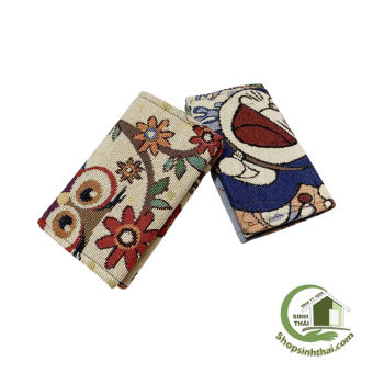 Bóp ví thổ cẩm đựng tiền - Bóp ngắn 15cm x 9cm - giao màu ngẫu nhiên [ Tổng kho ]