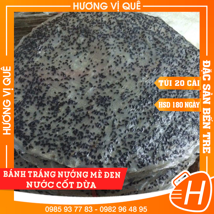 Bánh tráng nướng mè đen nước cốt dừa bến tre - túi 20 cái - đặc sản bến tre
