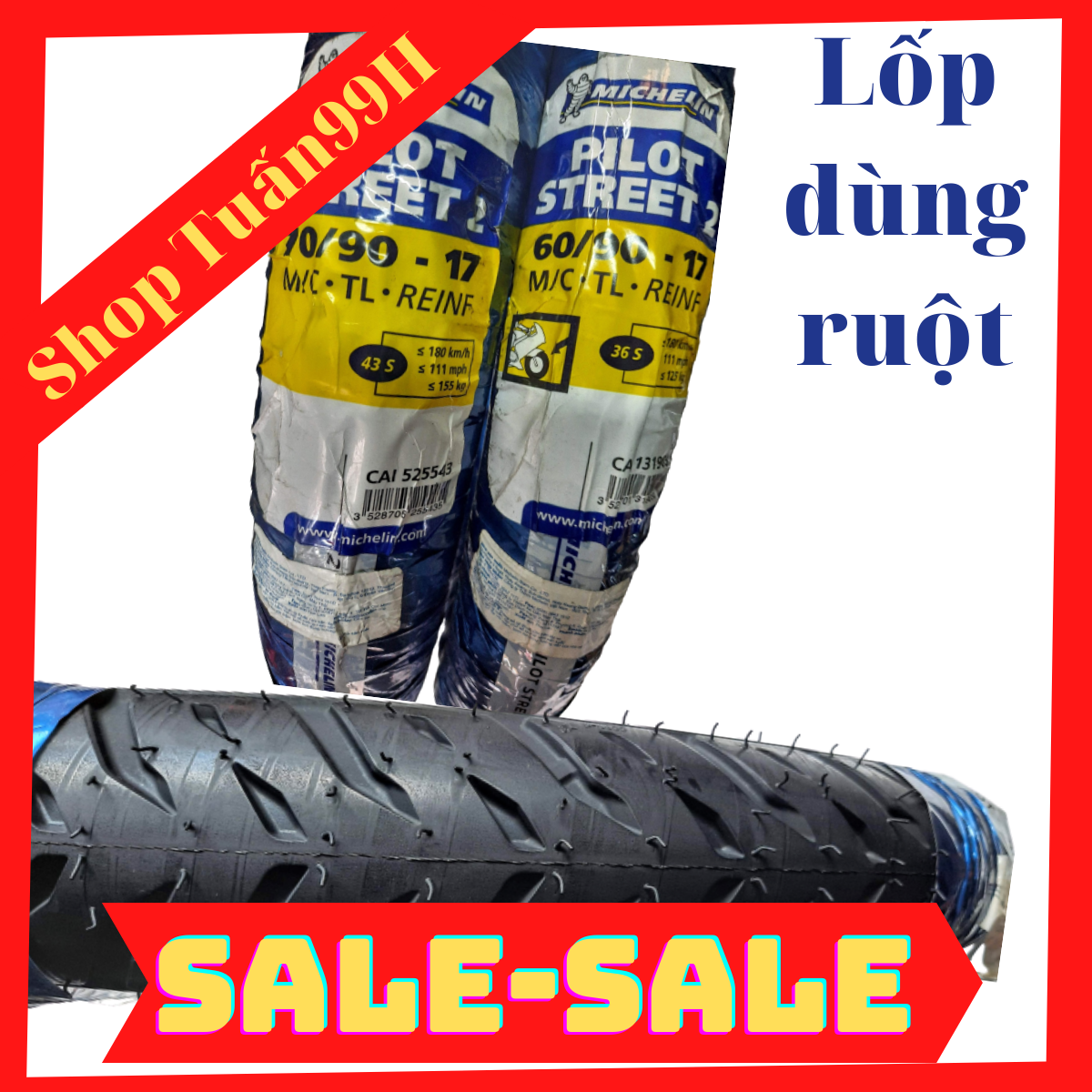 Cặp vỏ MICHELIN PILOT STREET2 không dùng ruột size 60/90-17, 70/90-17