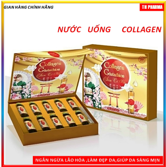 Hộp 10 lọ Nước Uống Trắng Sáng Đẹp Da Collagen, Glutathion  ,sâm Tố Nữ Với Thành Phần Collagen Nano Nhập Khẩu Nhật Bản,Glutathion,Sâm Tố Nữ ,Cần Tây,Lô Hội  - Giúp Đẹp Da,Mờ Nám sạm Da, giảm Nhăn Da ,Cân Bằng Nội Tiết Tố