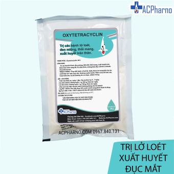 Oxytetracycline trị chữa bệnh lở loét xuất huyết trên thân nhiễm trùng dành cho cá chép Koi - Thuoc chua tri lo loet Oxytetracycline 30g trên cá Koi