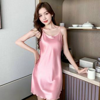 Đầm Ngủ 2 Dây Lụa Satin Cao Cấp Gợi Cảm,Chất Vải Trơn Khá Dày Dặn,Mềm Mịn Thoáng Khí Luna Fashion