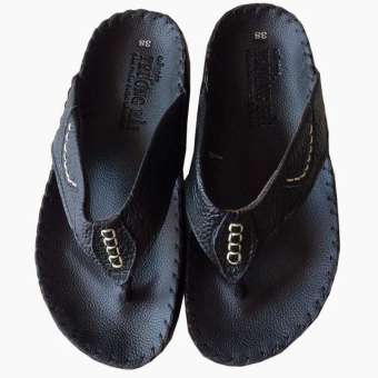 Dép xỏ ngón nam đen Trường Hải da bò thật TH0332