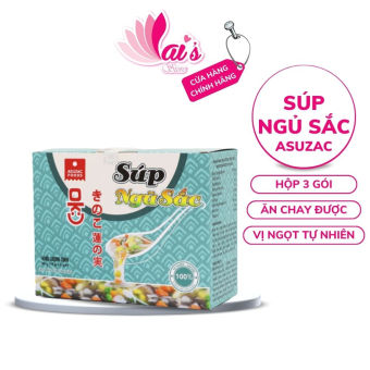 Súp Ngũ Sắc Asuzac Ăn Liền (3 gói x 10g) Ăn Chay Được, Ngọt Thơm Tự Nhiên, Hạt Sen, Đậu Hòa Lan, Cà Rốt, Nấm Đông Cô