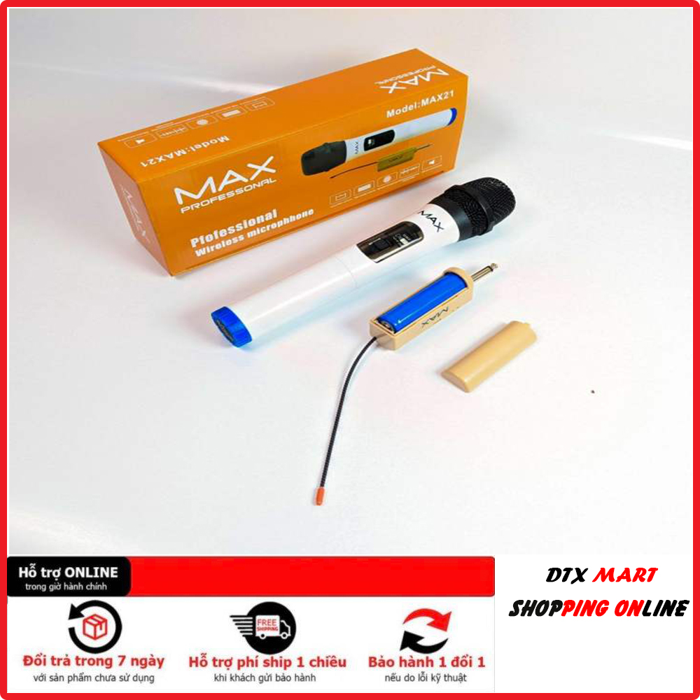 Micro không dây đa năng max 21 - micro karaoke bluetooth - micro dành cho loa kéo, loa bluetooth, amply - màn hình led hiển thị thông số - âm thanh cực chất