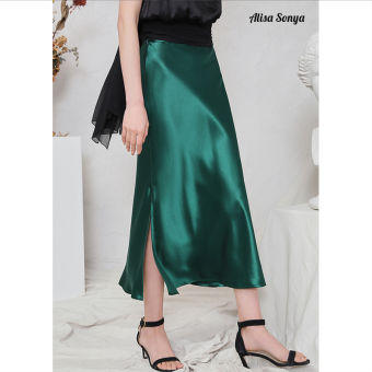 Alisa Sonya Váy Ôm Sát Dáng Chữ A Dài Đến Mắt Cá Chân Cạp Cao Bằng Lụa Satin 5 Màu Cho Nữ