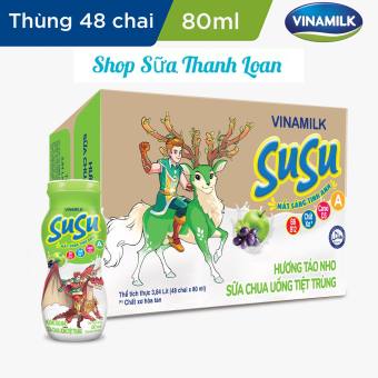 Thùng 48 Chai Sữa Chua Uống Susu IQ Hương Táo Nho 80ml.