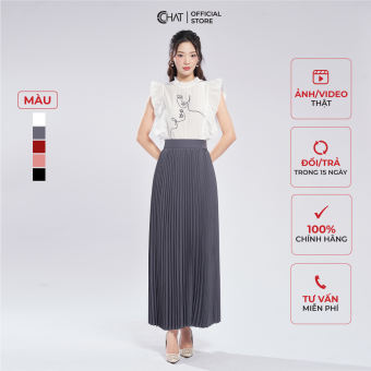 Chân Váy CCHAT Dập Ly Quạt Maxi Chất Mango Cao Cấp 13CDE2021LT