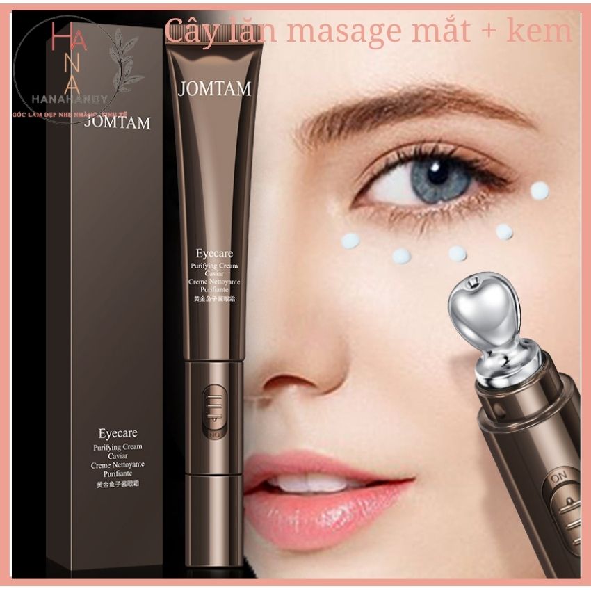 (Hàng mới về) Cây lăn mắt chăm sóc mắt massage kết hợp Kem dưỡng mắt chống nhăn, thâm quầng mắt chiết xuất từ TRỨNG VÀNG CỦA CÁ TẦM CAViAR hiệu quả chống nếp nhăn kem dưỡng mắt cùng con lăn mắt giúp vùng bọng mắt