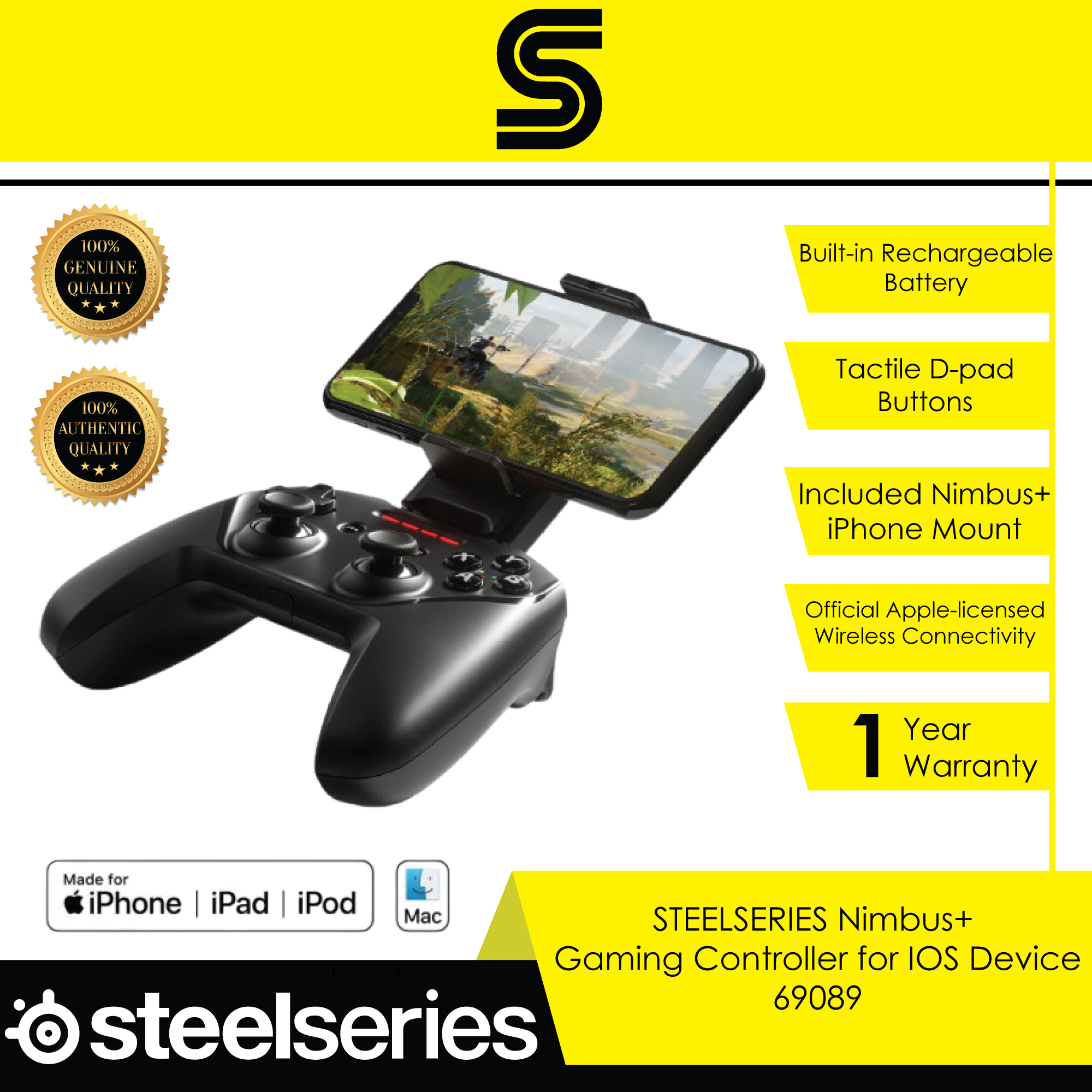 STEELSERIES Nimbus+ Gaming Controller for Iphone/Ipad/Ipod/Mac/Apple TV