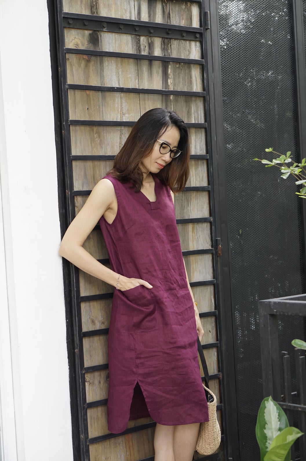 Đầm linen tà tròn 2 túi lớn keira - maxmessi