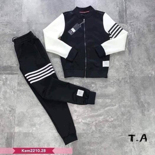 Bộ Nỉ Nam - Bộ Thể Thao Phối Tay Trắng - chất liệu nỉ da cá cao cấp, phong cách thể thao, màu đen, full size - BD020