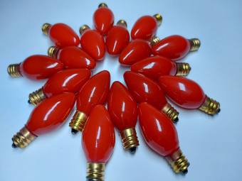 Giá 1 Bộ 10 Bóng đèn trái ớt, cà na, dùng trong thờ cúng, thắp sáng bàn ông địa, sửa ấm gà con......