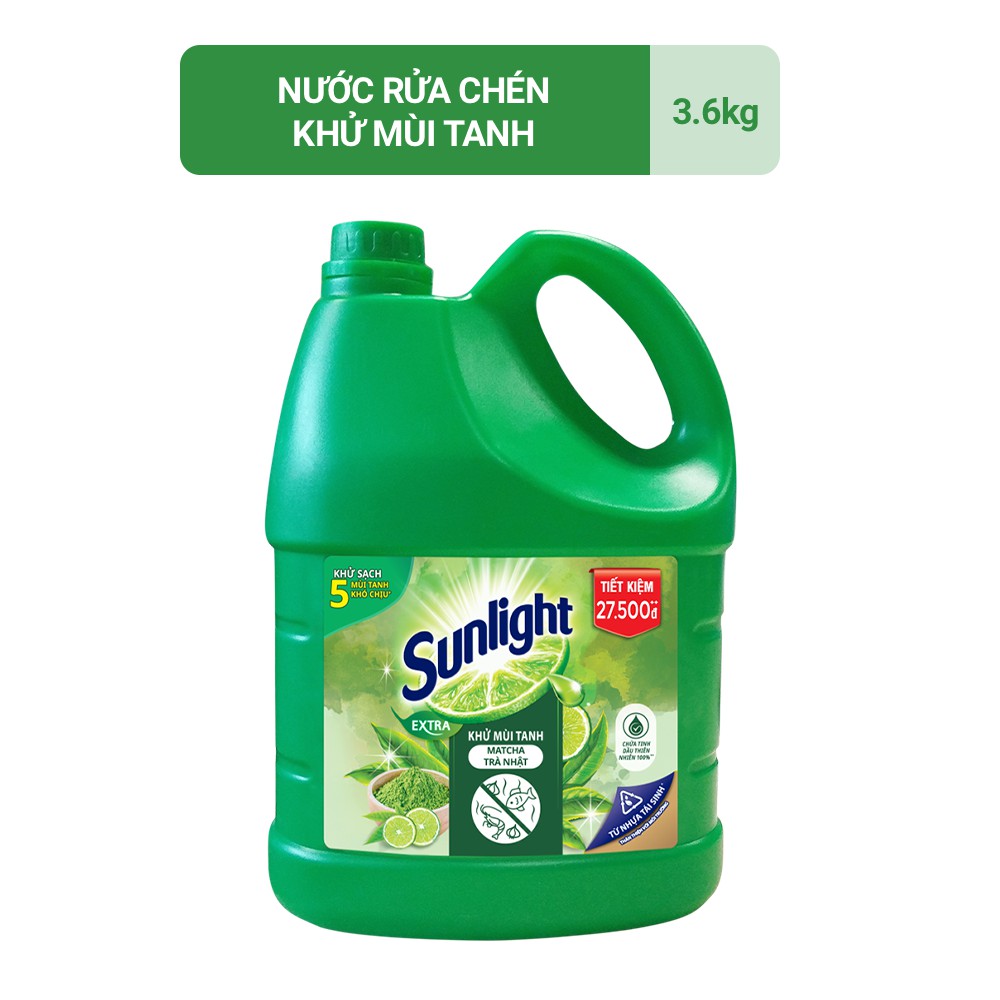 Nước rửa chén Sunlight Matcha Trà Nhật Can 3.6kg