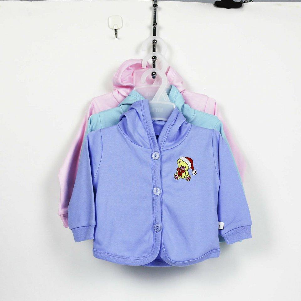 áo khoác trơn thêu hình có mũ (giữ ấm cho bé trai và gái từ sơ sinh-12 tháng tuổi) 5