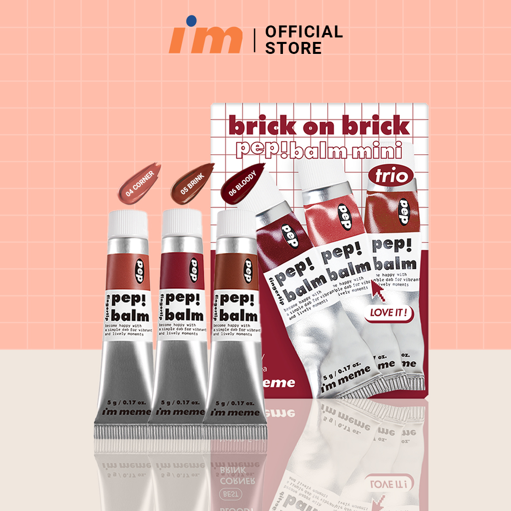 Set son dưỡng môi có màu, má hồng i'm meme pep! balm mini trio
