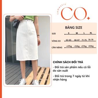 Chân Váy Jean Dài Nữ Kabico Chân Váy Nữ Dài Qua Gối Lưng Cao Trắng Đen Ulzzang V02