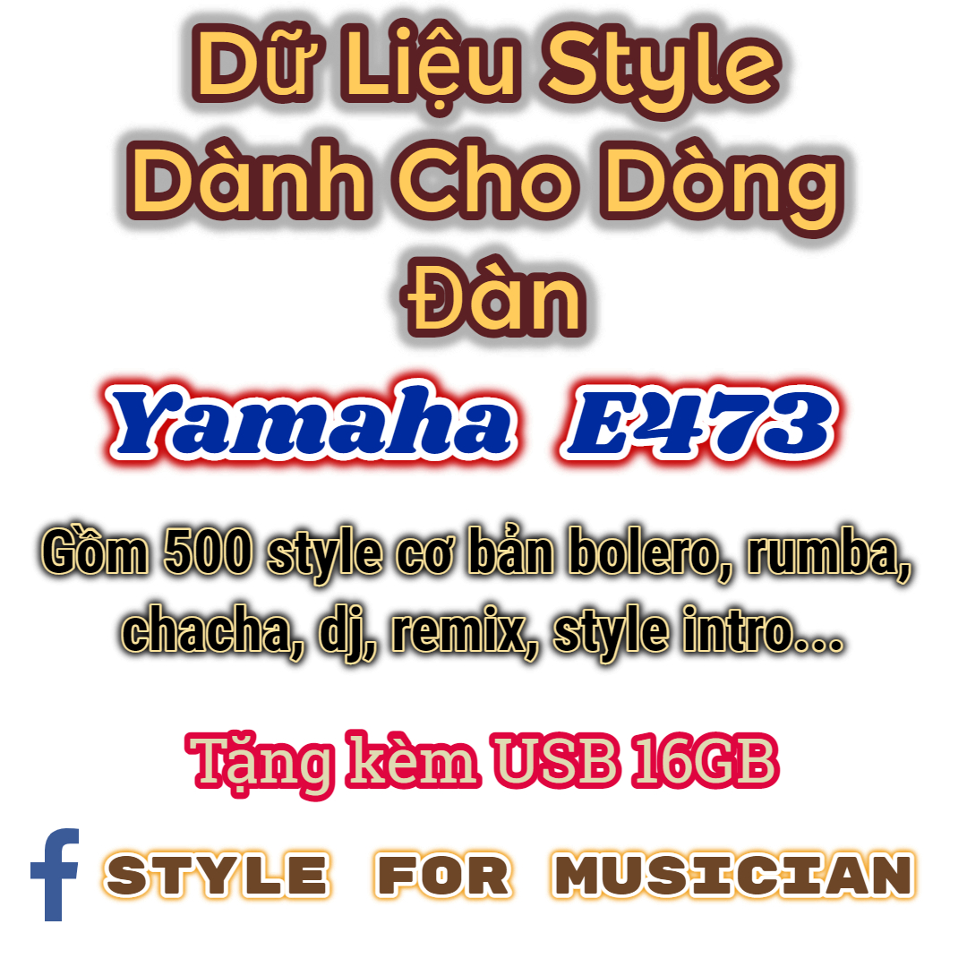 500 Style điệu dành cho dòng đàn Organ Yamaha E473 - tặng USB 16GB
