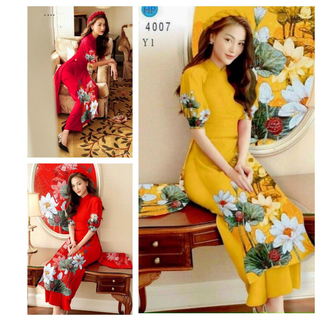 Set bộ áo dài trơn tết du xuân hàng thiết kế beyeu1688 - by2104