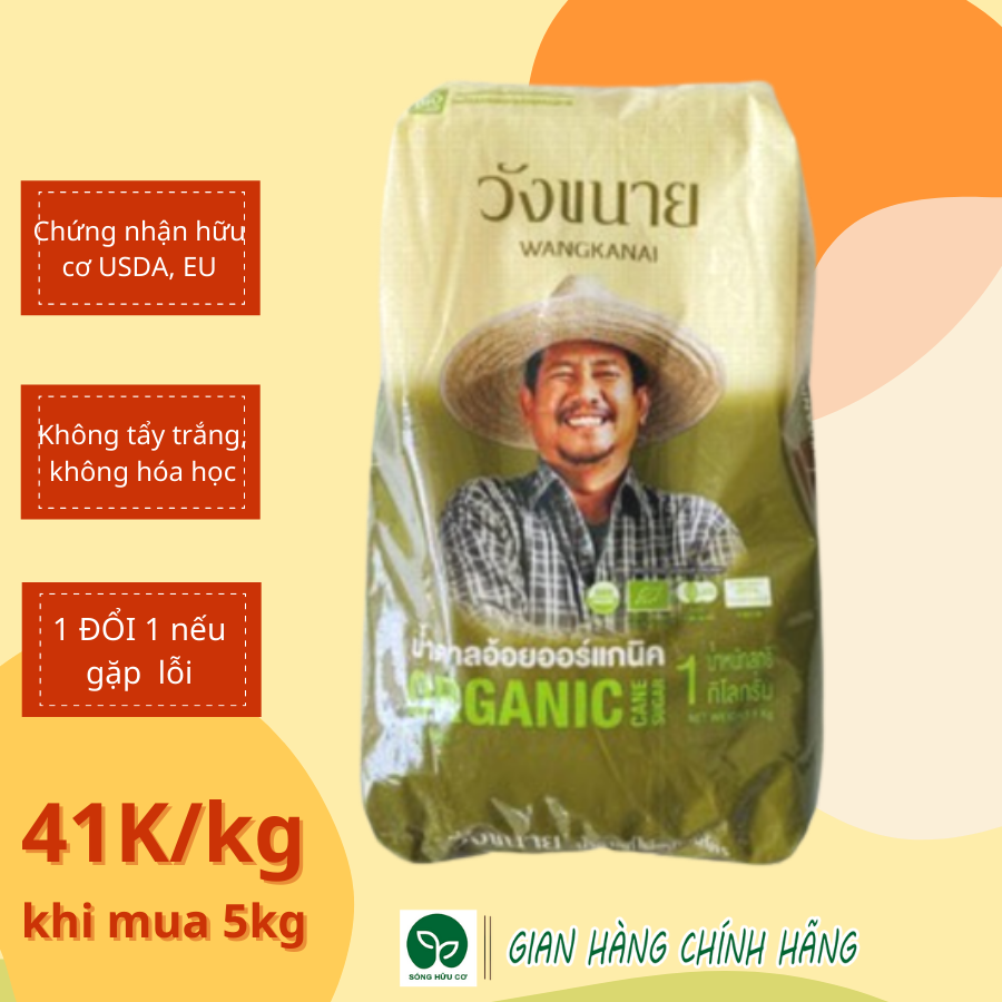 [FREESHIP TỪ 50K] Đường Mía Thô Hữu Cơ Thái Lan, Đường Vàng Organic Cao Cấp Wangkanai Organic-USDA-EU-JAS 1KG, Đường sạch Date xa 2022
