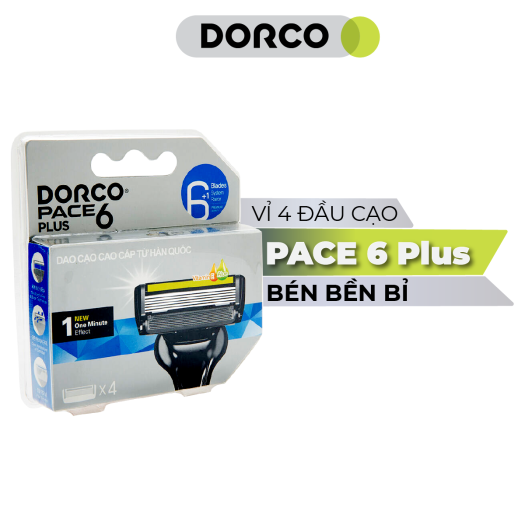 Vỉ 04 Đầu Cạo Râu 6 Lưỡi Dorco Pace 6 Plus SXA 5040-4B (6 Lưỡi + Đầu Cắt Tóc Mai)
