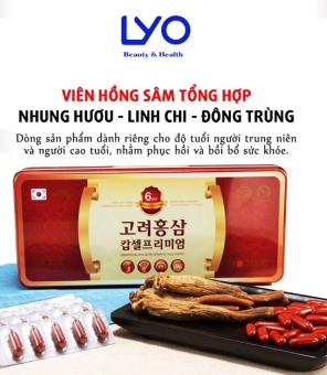 Viên đạm hồng sâm nhung hươu linh chi Daedong - Korea Red Ginseng Capsule Premium Hàn Quốc