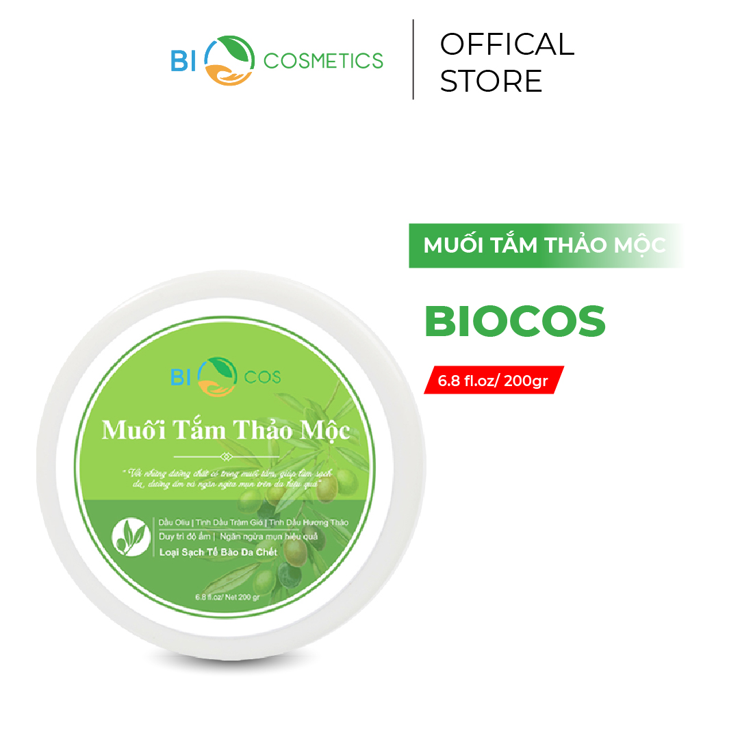 Muối Tắm Thảo Mộc BIOCOS - Loại Bỏ Mụn Lưng, Viêm Nang Lông Kết Hợp Tẩy Tế Bào Da Chết Body 200g