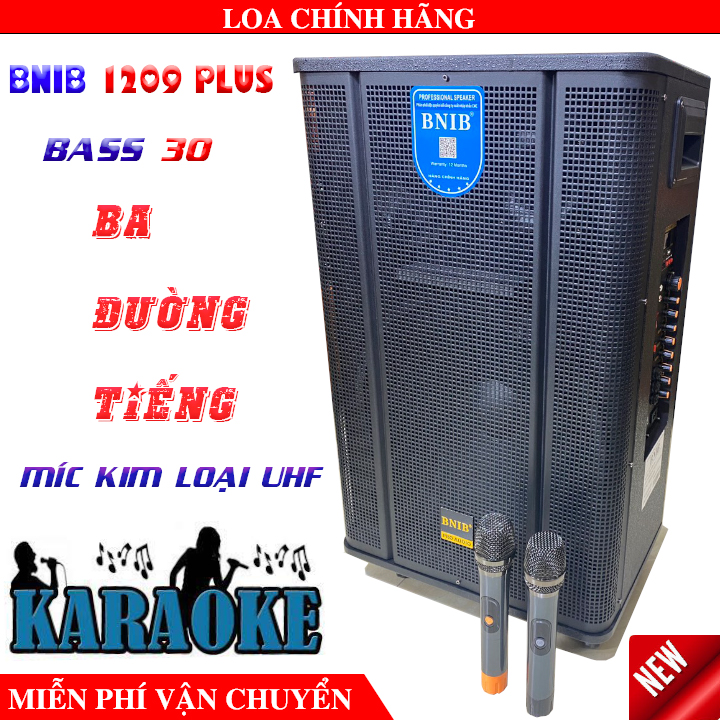 LOA KÉO ĐẲNG CẤP BNIB 1509 PLUS BASS 40 BA ĐƯỜNG TIẾNG, MẠCH CHỐNG HÚ, KÈM 2 MÍC KIM LOẠI UHF XỊN